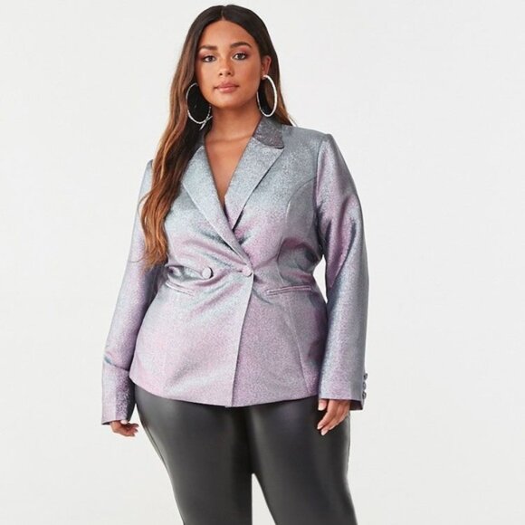 Forever 21+ Double Breasted Blazer Iridescent 0x - Picture 1 of 12